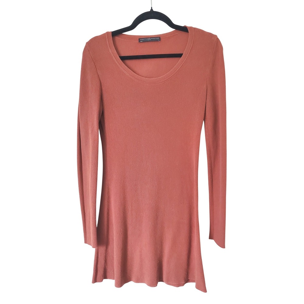 Peruvian Connection Rust Pima Cotton Scoop Neck A-Line Tunic Mini Dress Small